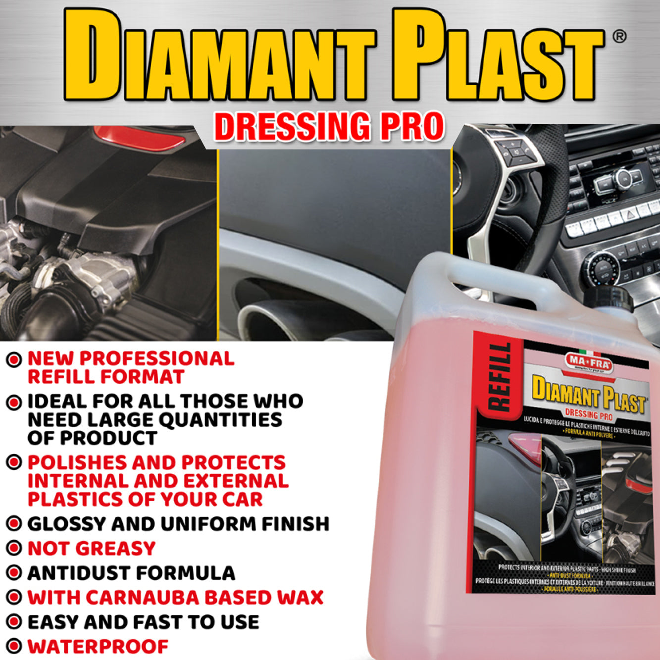 DIAMANT PLAST DRESSING PRO - Polishes and protects plastics